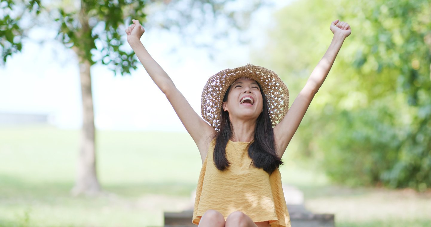 Woman Open Hand and Take a Deep Breath